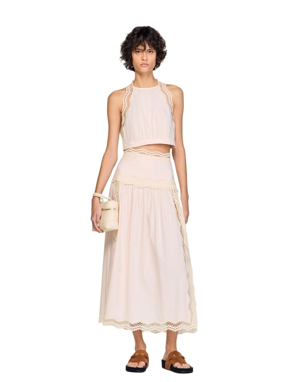 SANDRO outfit pink cotton trim SZ 1/ US4 $683